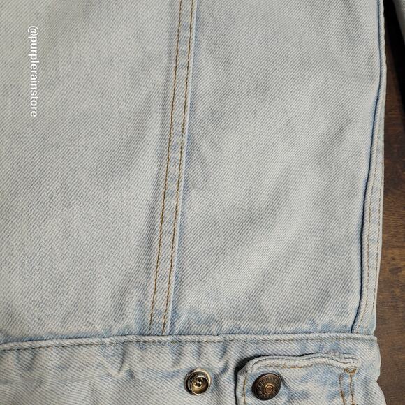 Vtg Levi's Denim Sherpa Trucker Jacket M Light Wash USA 70's Hipster Streetwear - Picture 5 of 15